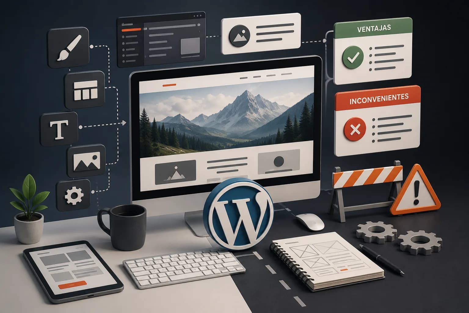 Desarrollo web con un CMS modular que permite crear una web rápidamente, pero exige mayor trabajo técnico para conseguir un diseño completamente personalizado