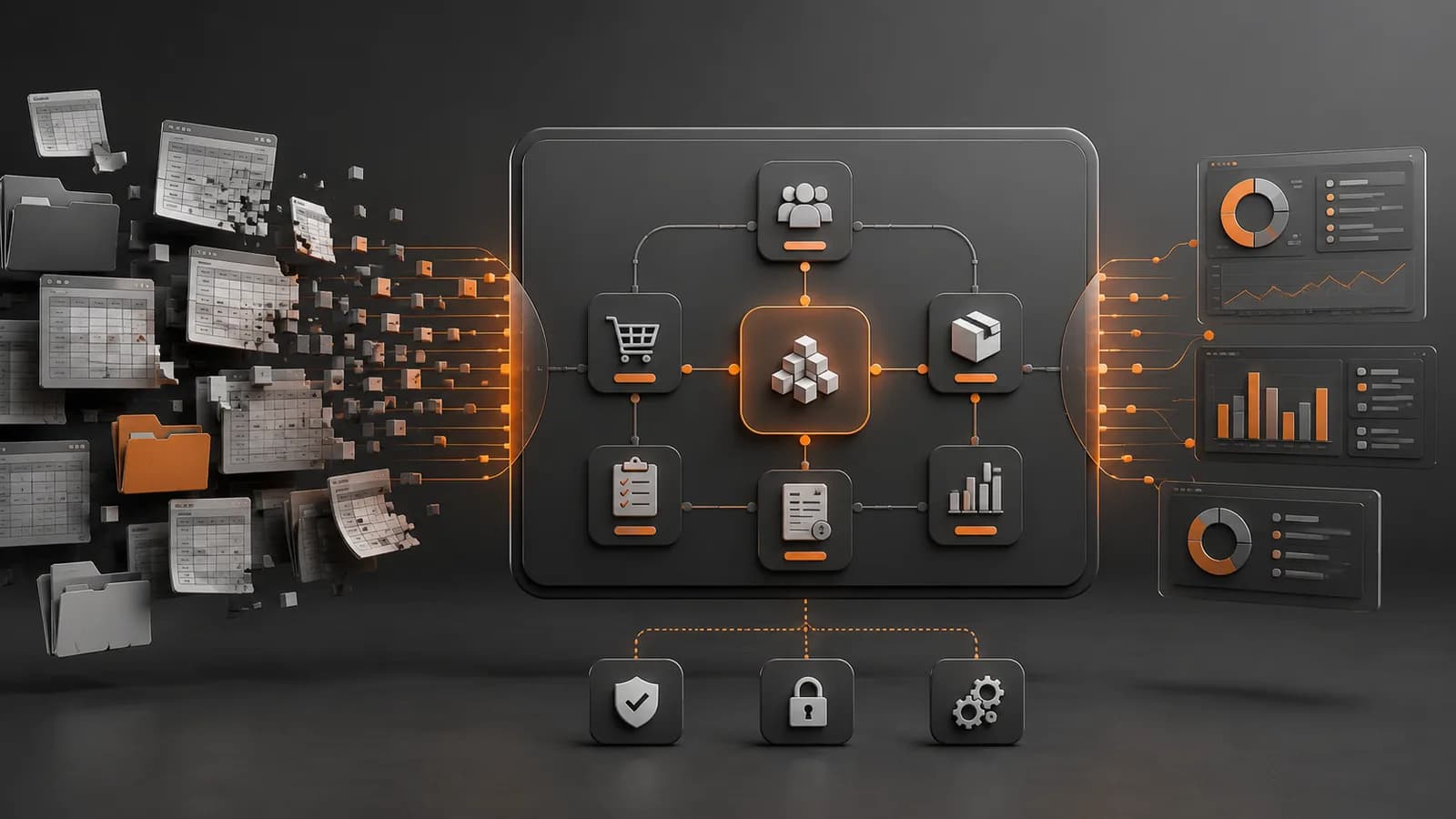 Aplicación de gestión empresarial centralizando pedidos, clientes, stock e informes que antes se controlaban con hojas de cálculo