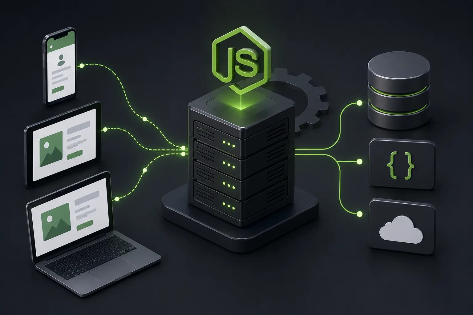 Backend desarrollado con Node.js centralizando y procesando peticiones procedentes de móviles, tabletas y ordenadores conectados a bases de datos y servicios externos
