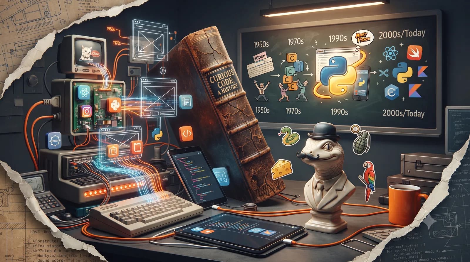 Curiosidades en los lenguajes programación desarrollo app y desarrollo web que han ido saliendo a lo largo de la historia. ¿Sabías de Phyton, un famoso lenguaje de programación complejo, salió de un admirador de los humoristas Monty Phyton