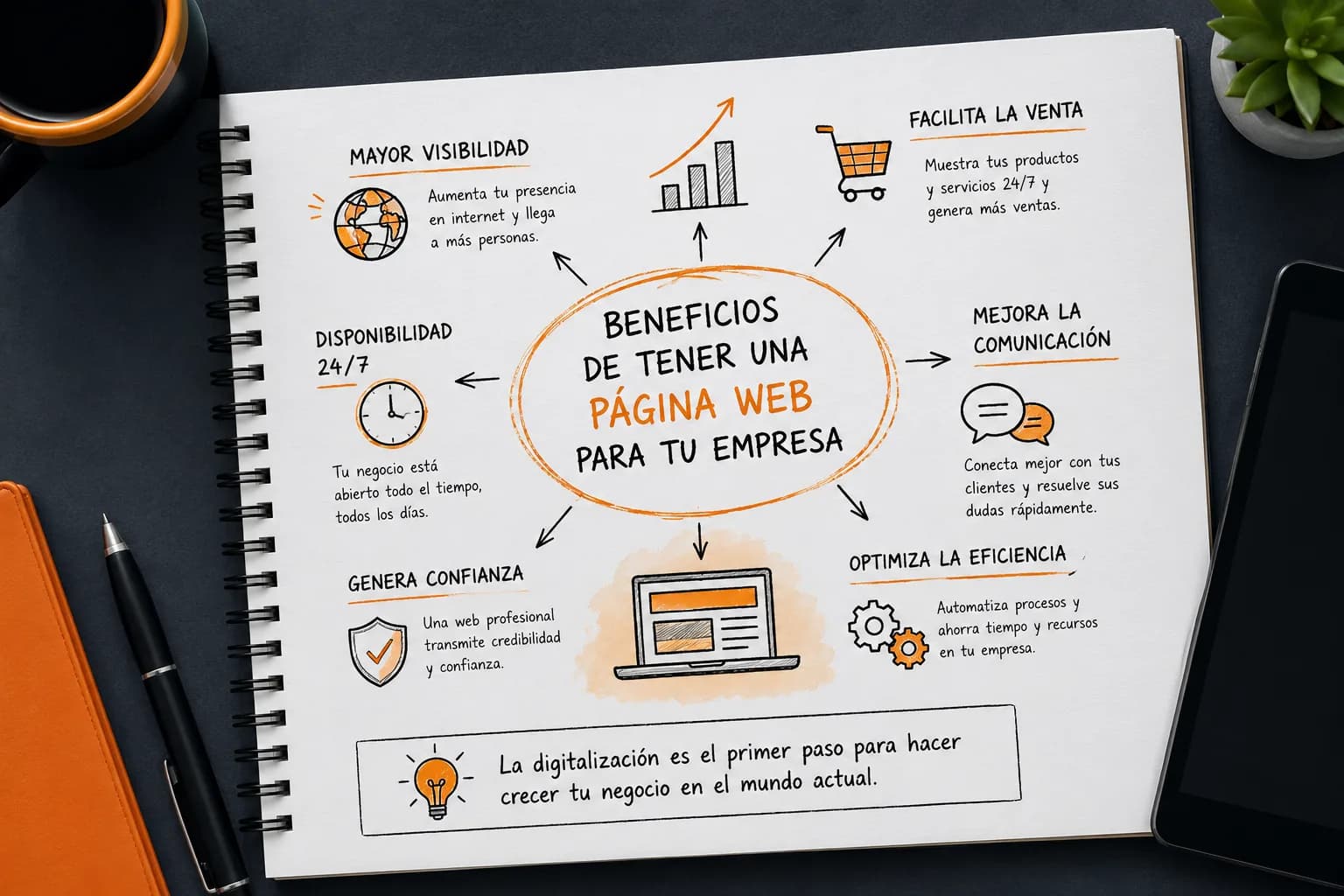 Beneficios de crear una página web empresarial para mejorar visibilidad, ventas, comunicación, confianza y eficiencia