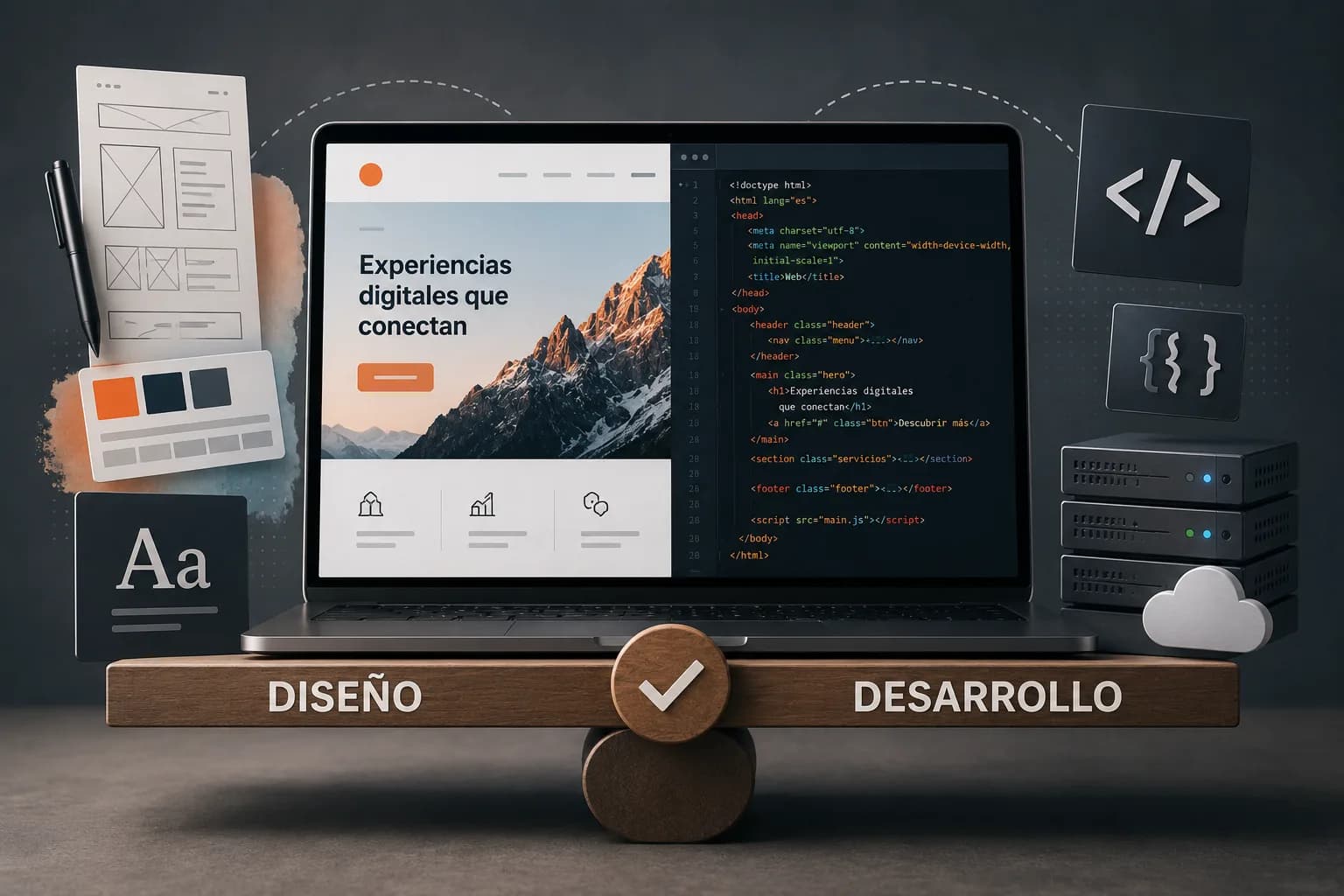 Equilibrio entre diseño visual y desarrollo técnico como base de una página web profesional
